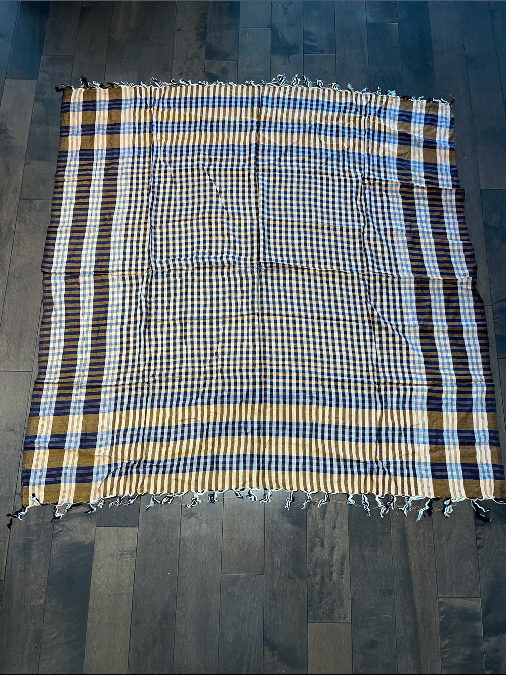 Plaid Fringe Square Scarf / Shemagh